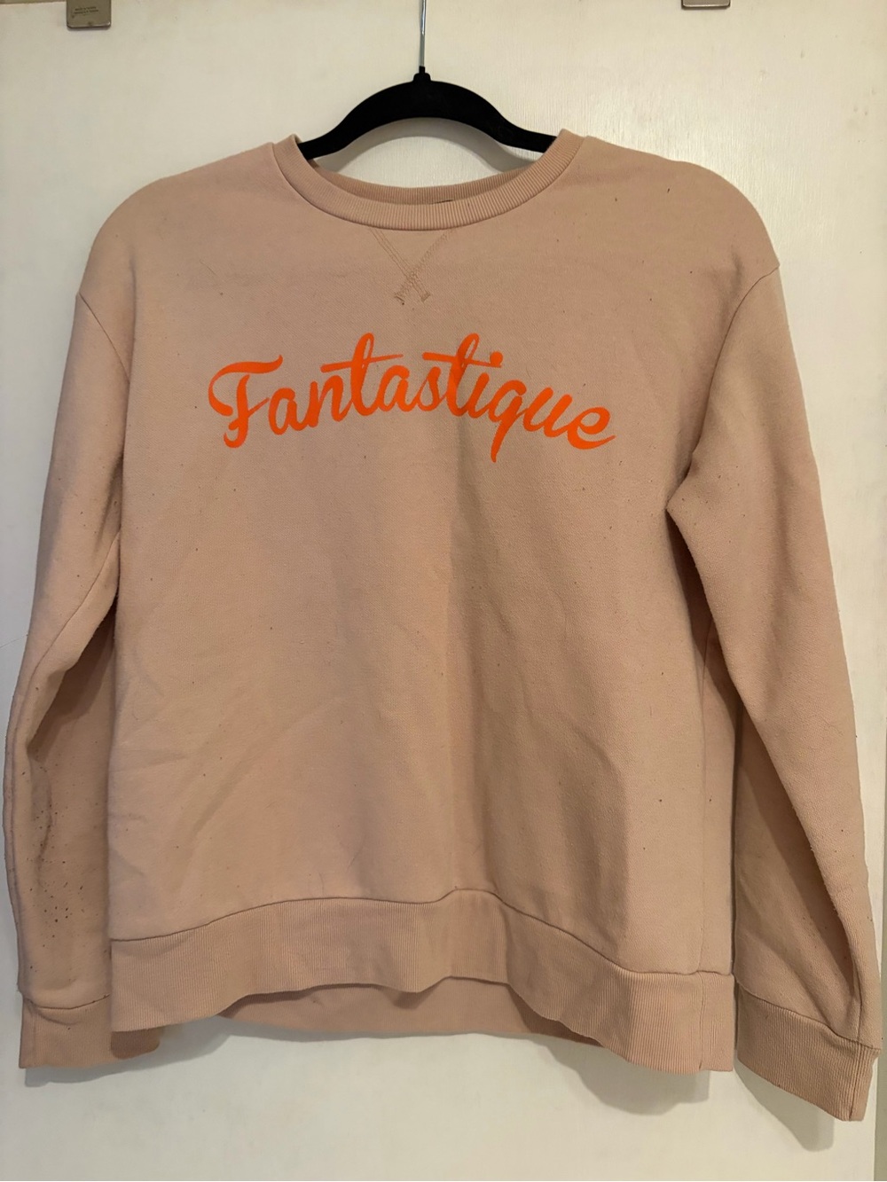 Primark Beige Sweatshirt with Orange "Fantastique" Script